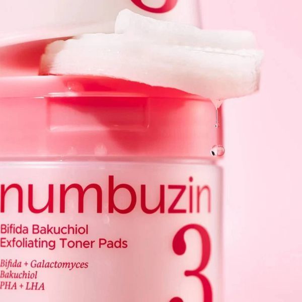 Відлущувальні тонер&ndash;пади з бакучіолом та кислотами Numbuzin No.3 Bifida Bakuchiol Exfoliating Toner Pads 70 шт cos287 фото
