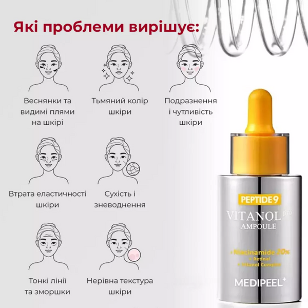 Освітлююча сироватка з 20% ніацинаміду та комплексом вітанолу Medi-Peel Peptide 9 Vitanol Ampoule Pro cos552 фото