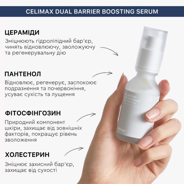Бар'єрна зміцнювальна сироватка з церамідами Celimax Dual Barrier Boosting Serum 30 мл cos1059 фото