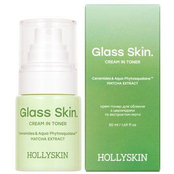 Кремовий тонер з церамідами та екстрактом матчі Hollyskin Glass Skin Cream in Toner 50 мл cos077 фото