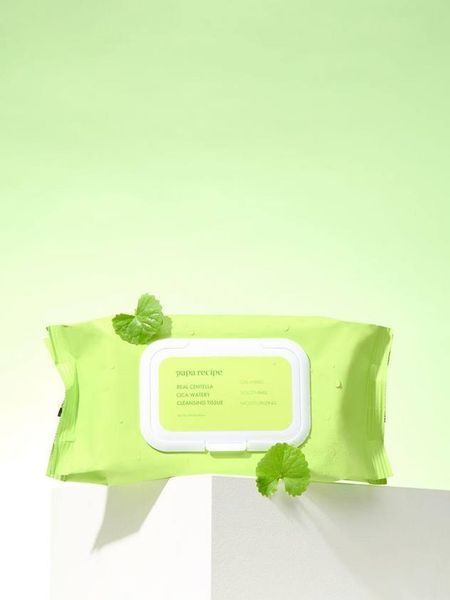 Очищувальні міцелярні серветки з екстрактом центелли Papa Recipe Real Centella Cica Watery Cleansing Tissue | 100 шт cos141 фото
