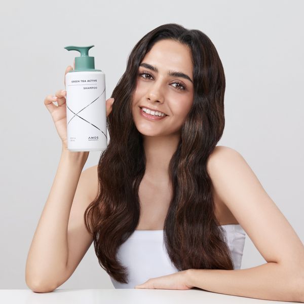 Шампунь проти випадіння волосся AMOS Professional Green Tea Active Shampoo, 500 ml cos768 фото